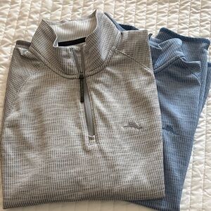 Tommy Bahama Island Zone Quarter-Zip Pullovers in Light Gray & Blue